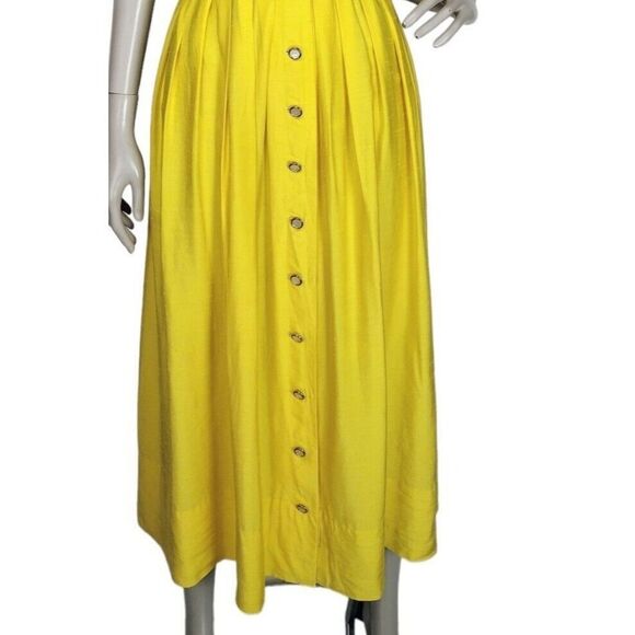 Vintage 50s 60s McMullen Yellow Sleeveless Button-Down Maxi Sun Dress - Picture 7 of 9